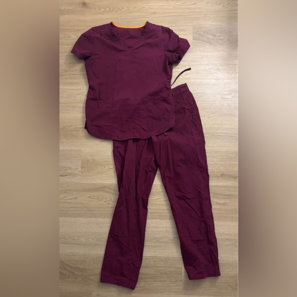 Women's Burgundy Scrubs Top & Pants